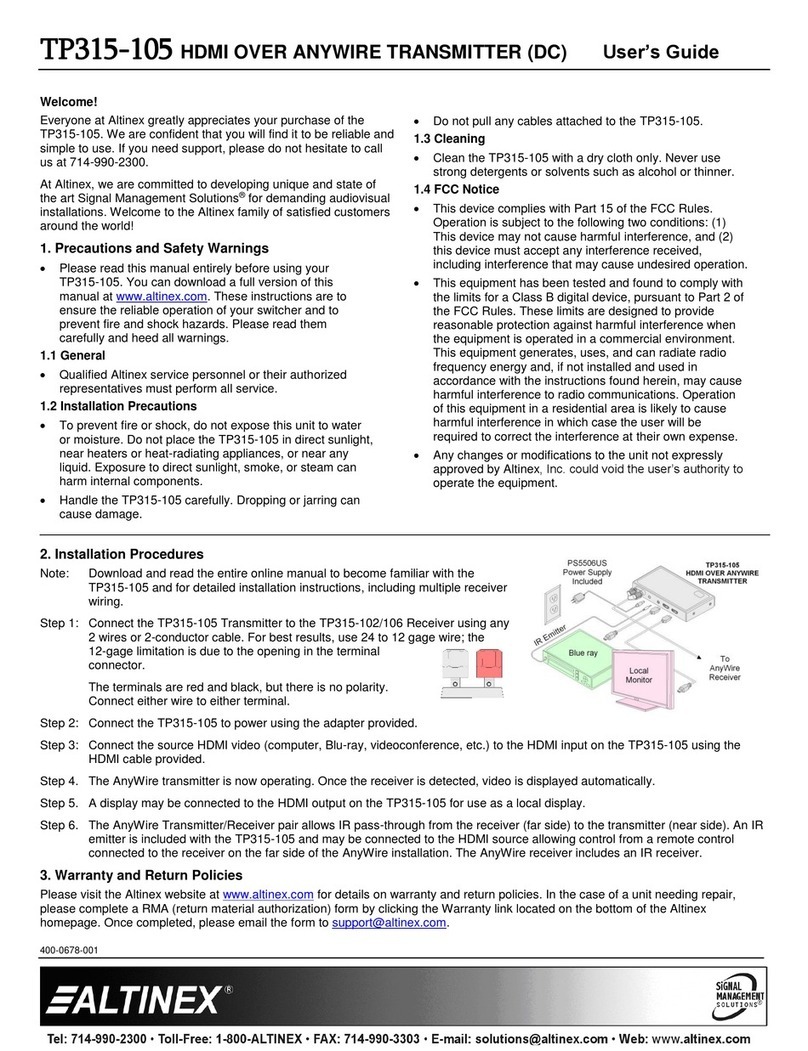 Altinex TP315-105 User manual
