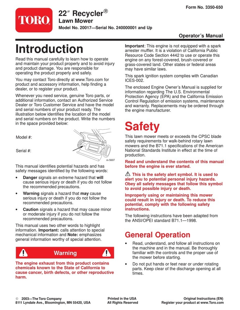 Toro Recycler 20017 Operator's manual