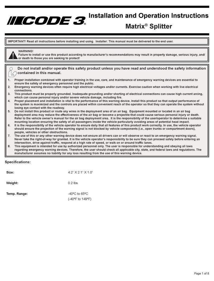 Code 3 Matrix Installation and operation instructions