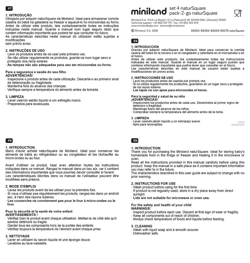 miniland naturSquare Series quick start guide