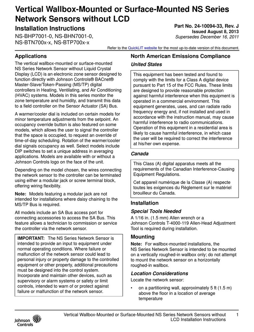Johnson Controls NS Series installation instructions