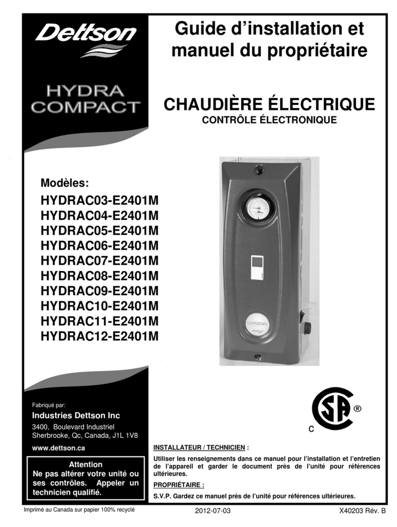Dettson Hydra Compact HYDRAC03-E2401M Installation instructions and homeowner's manual