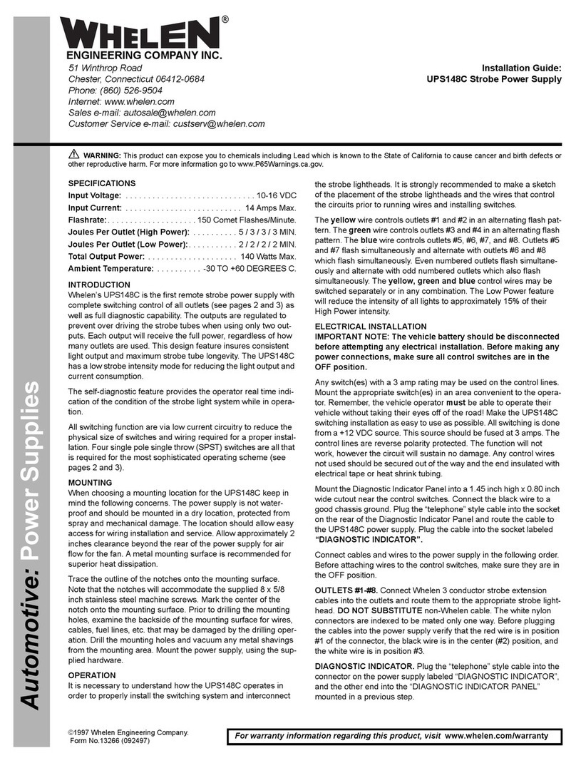 Whelen Engineering Company UPS148C installation guide Whelen Engineering Company UPS148C installation guide
