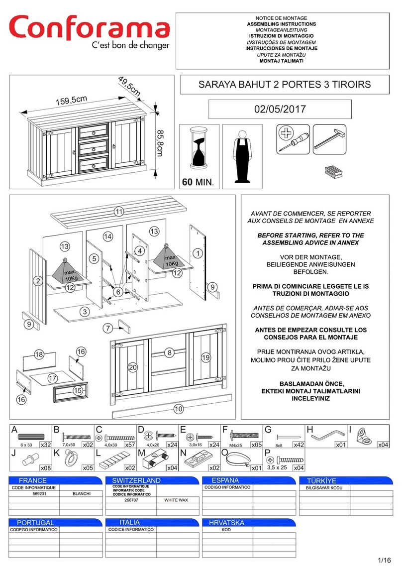 CONFORAMA SARAYA 569231 Installation guide