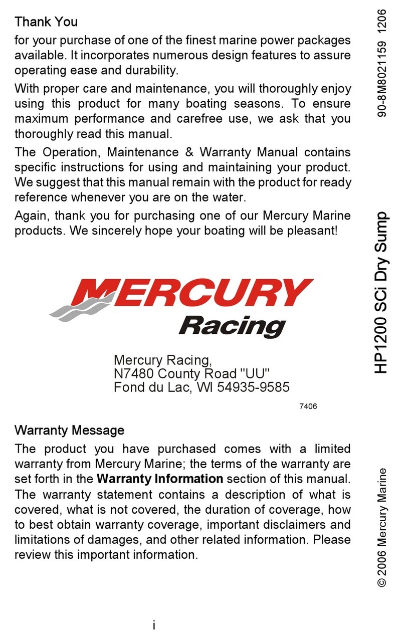 Mercury Racing HP1200 SCi Dry Sump Operation, maintenance & warranty manual
