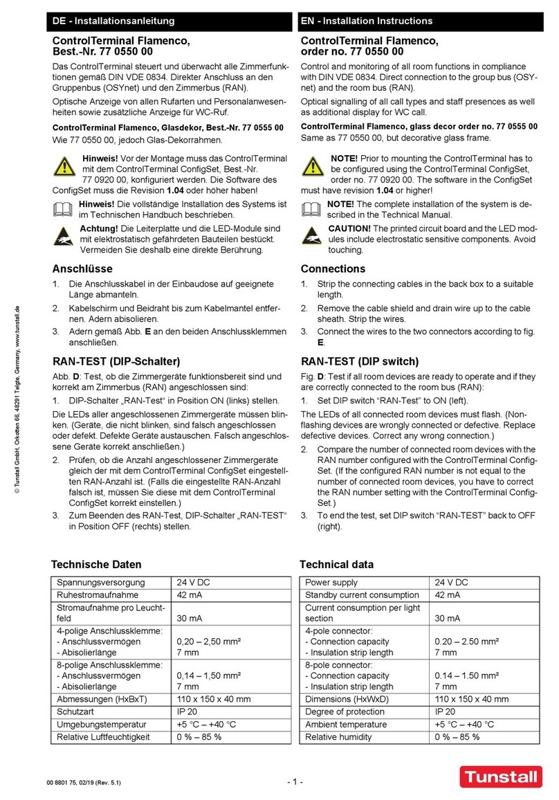 Tunstall ControlTerminal Flamenco Series installation instructions