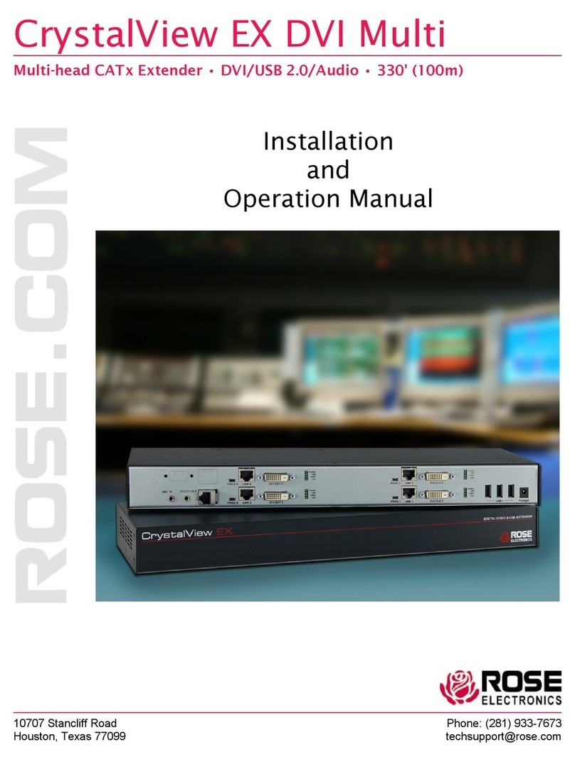Rose electronics CrystalView EX DVI Multi CRK-1DTXT2DM-2T-EX6 Installation and operation manual Rose electronics CrystalView EX DVI Multi CRK-1DTXT2DM-2T-EX6 Installation and operation manual