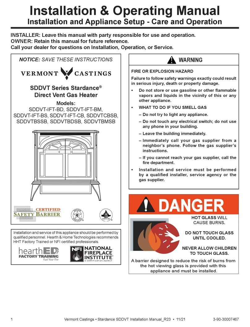 Vermont Castings Stardance SDDVT Series Installation & operating manual