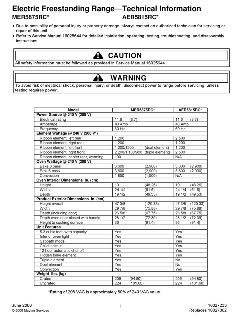 Maytag 11 Series technical information