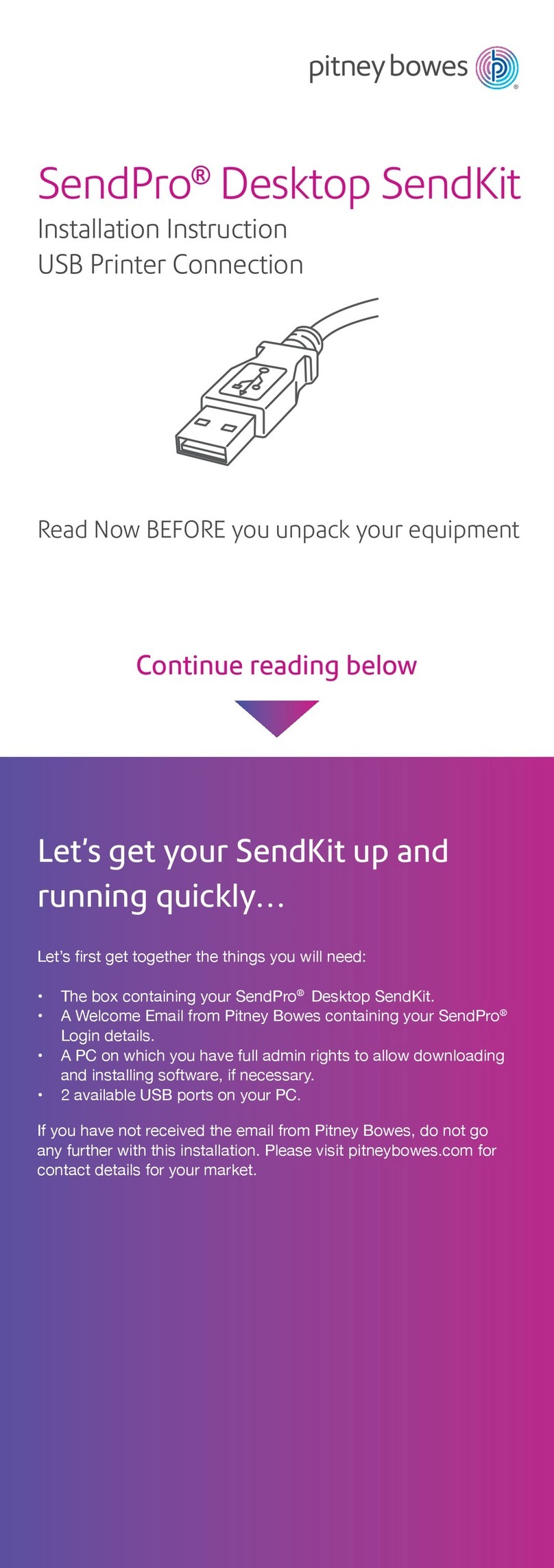 Pitney Bowes SendPro Desktop SendKit User manual