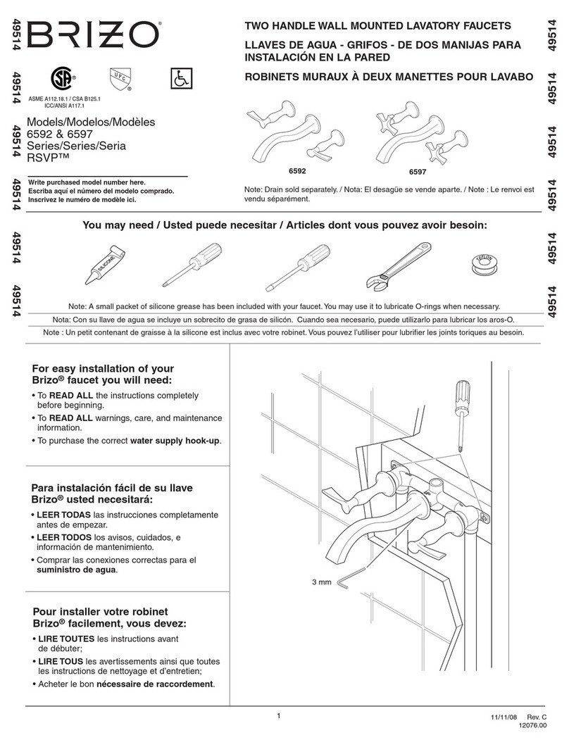 Brizo RSVP Series User manual Brizo RSVP Series User manual