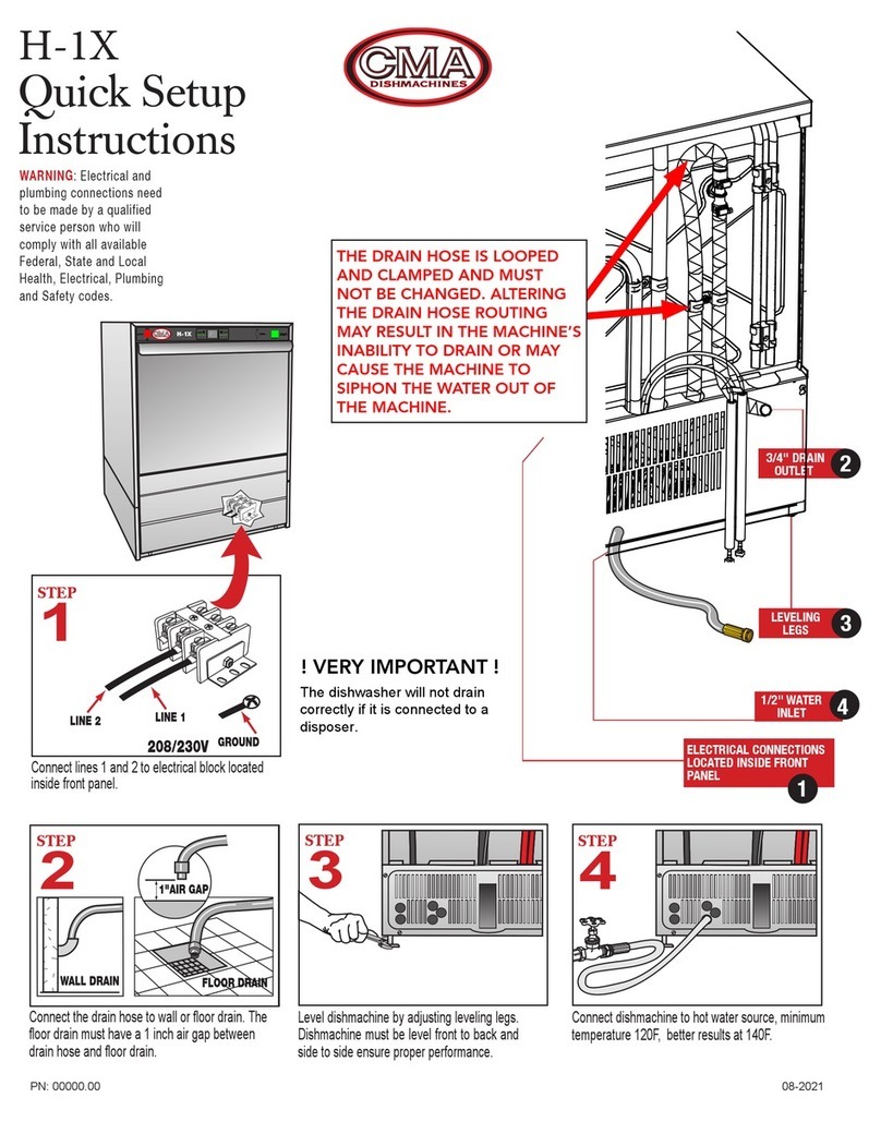 CMA Dishmachines H-1X Quick setup instructions