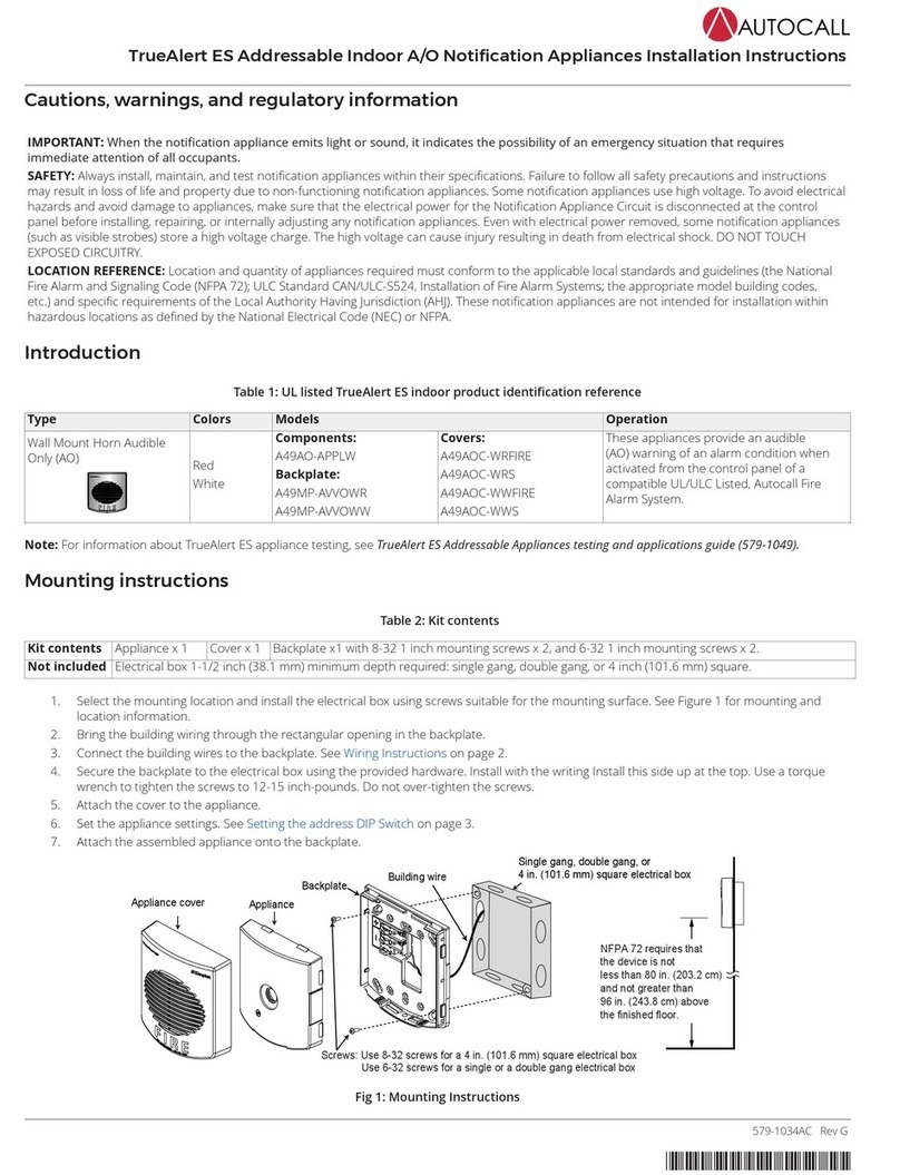 Autocall A49AO-APPLW installation instructions