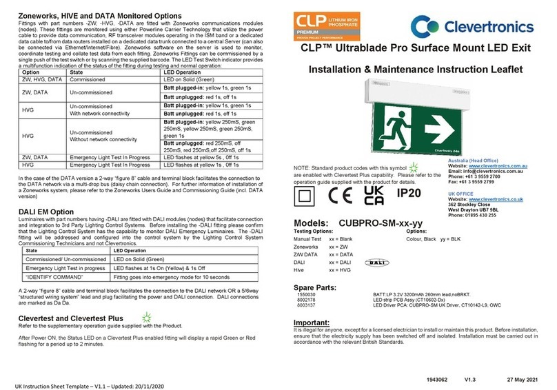 CLP Clevertronics Ultrablade Pro Installation & Maintenance Instruction