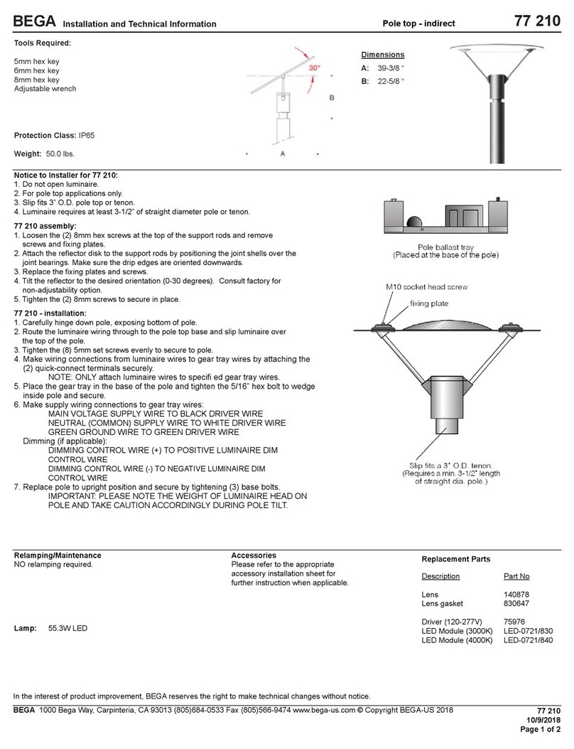 BEGA 77 210 Installation and technical information BEGA 77 210 Installation and technical information