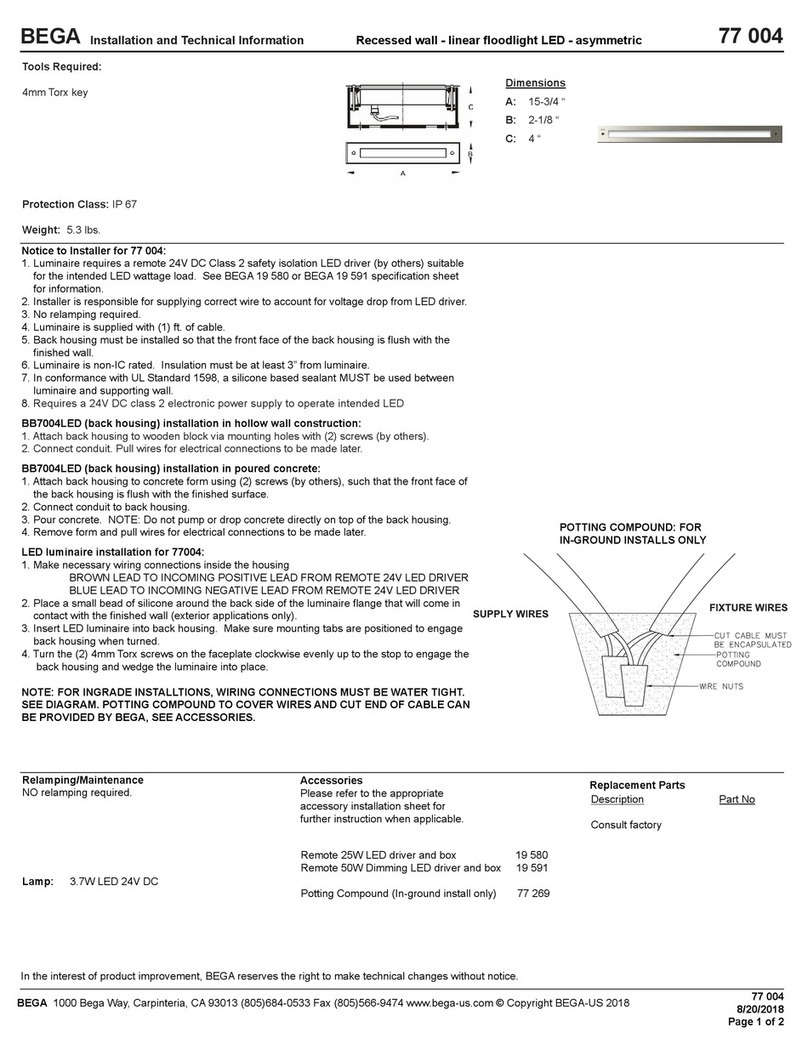 BEGA 77 004 Installation and technical information