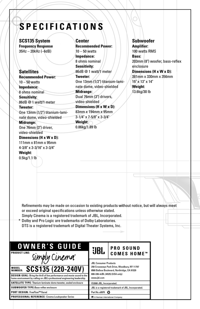 JBL SCS 135 owner's guide