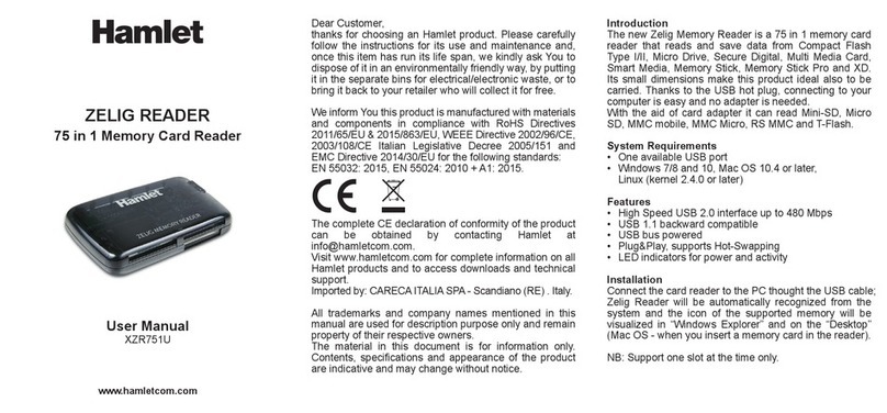 Hamlet ZELIG XZR751U user manual
