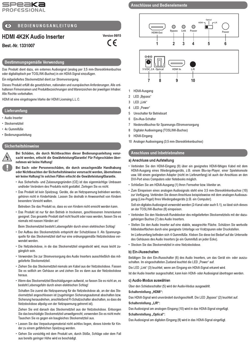 Speaka Professional 1331007 operating instructions