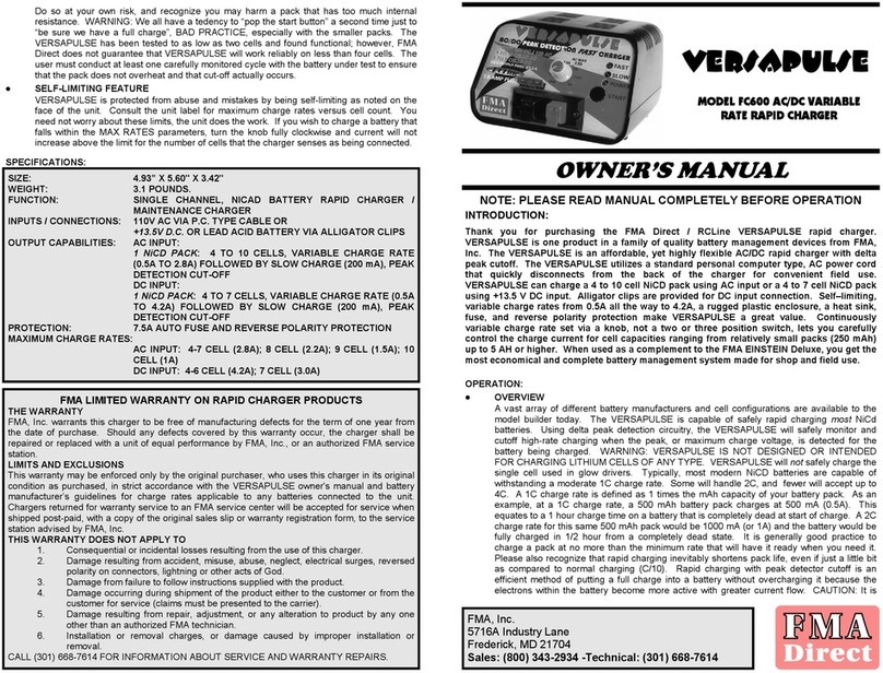 FMA Direct Versapulse FC600 User manual