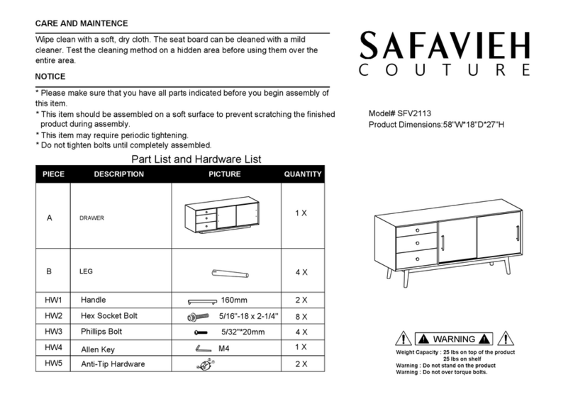 Safavieh SFV2113 quick start guide