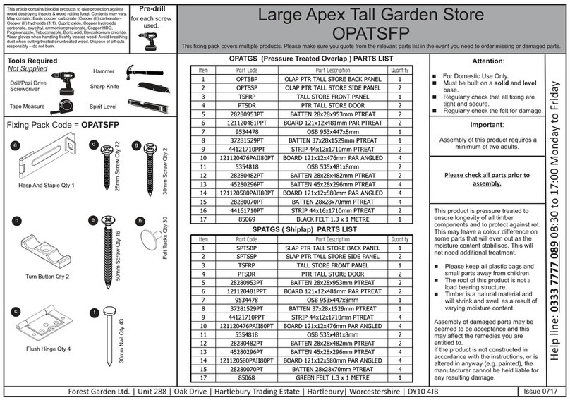 Forest garden OPATSFP User manual