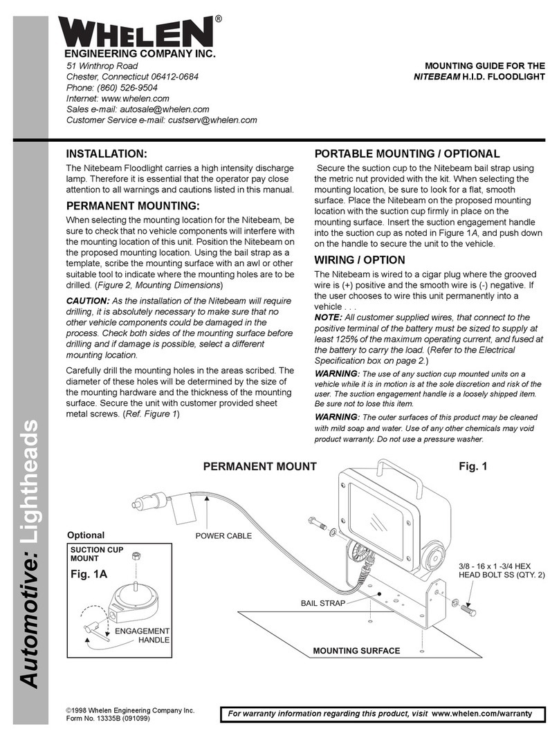 Whelen Engineering Company NITEBEAM H.I.D. Mounting guide Whelen Engineering Company NITEBEAM H.I.D. Mounting guide