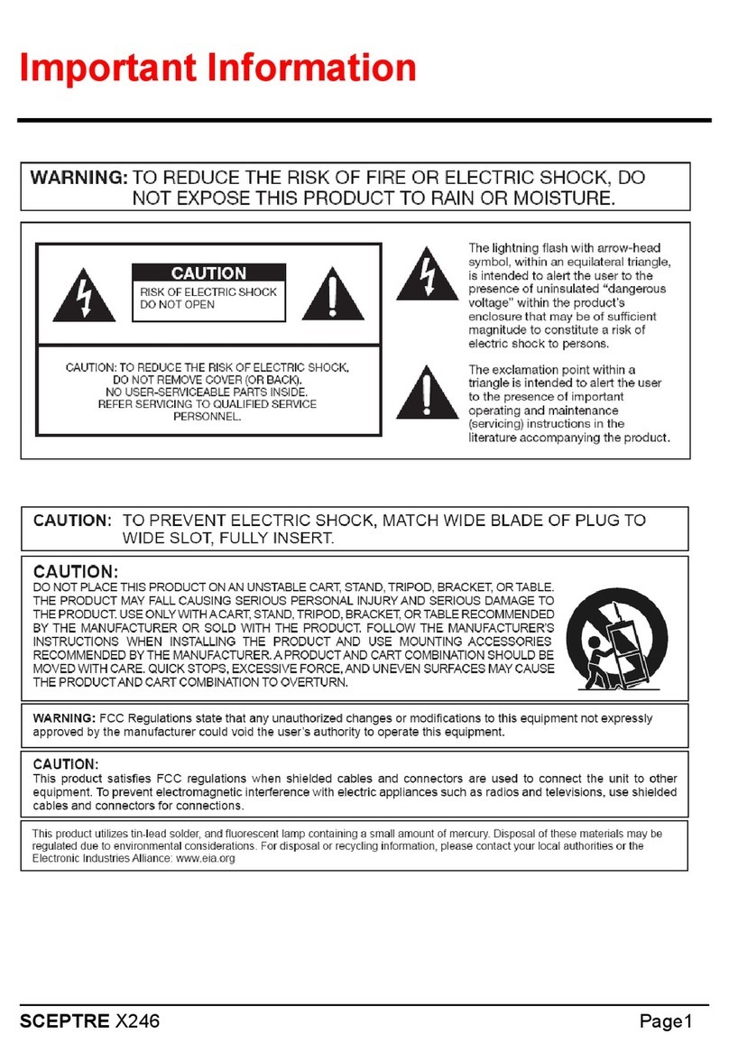 Sceptre X246 Important information