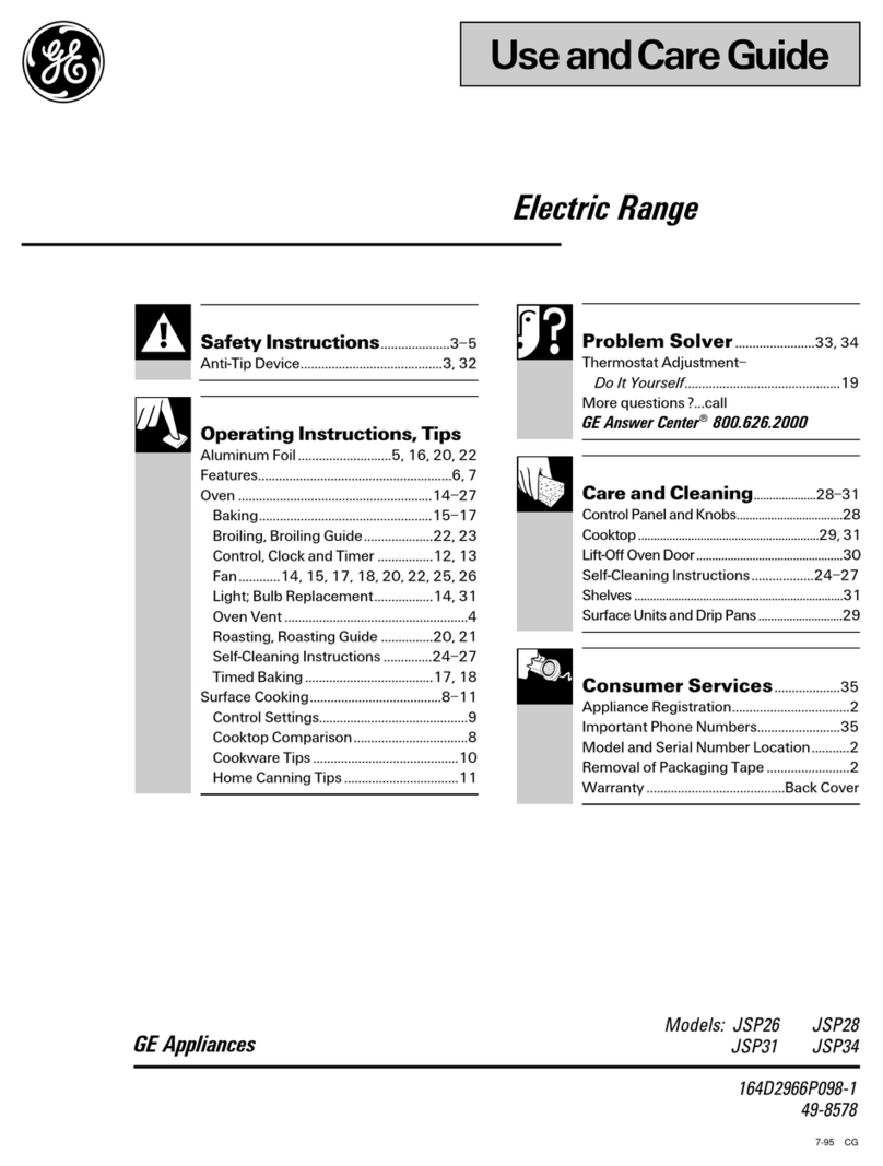 GE JSP34 Use and care guide