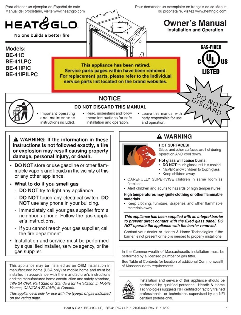 Heat & Glo BE-41C User manual Heat & Glo BE-41C User manual