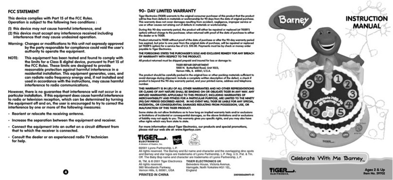 Tiger Electronics Celebrate with Me Barney User manual