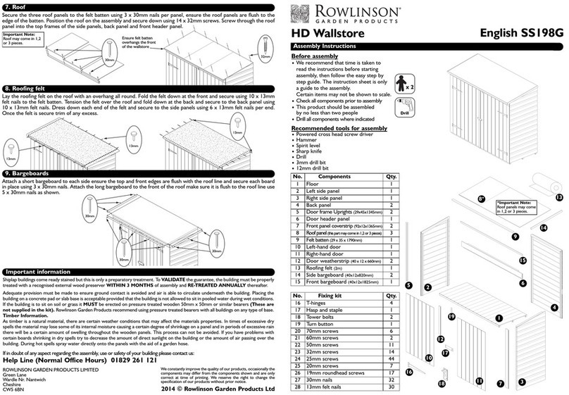 Rowlinson Garden Products SS198G Assembly instructions