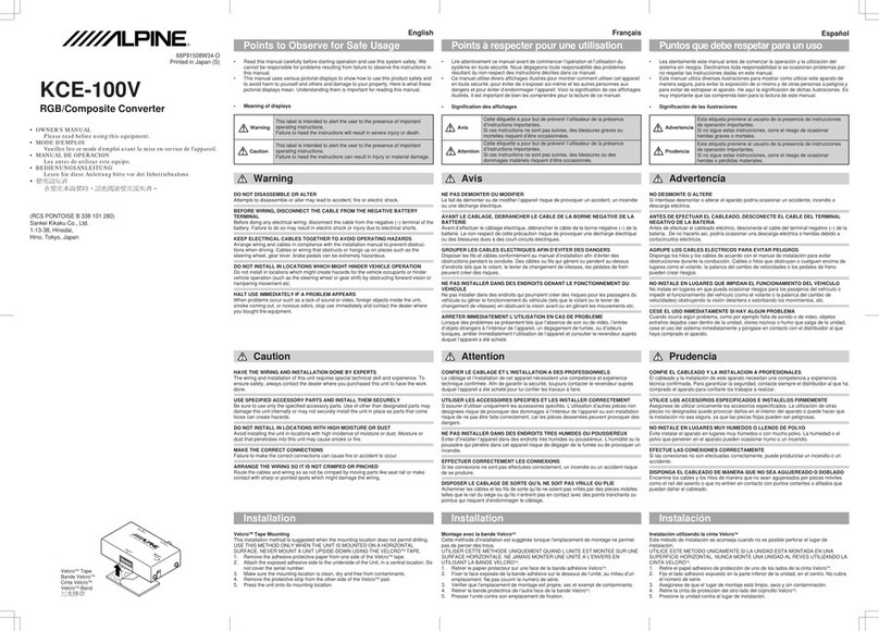 Alpine KCE-100V owner's manual