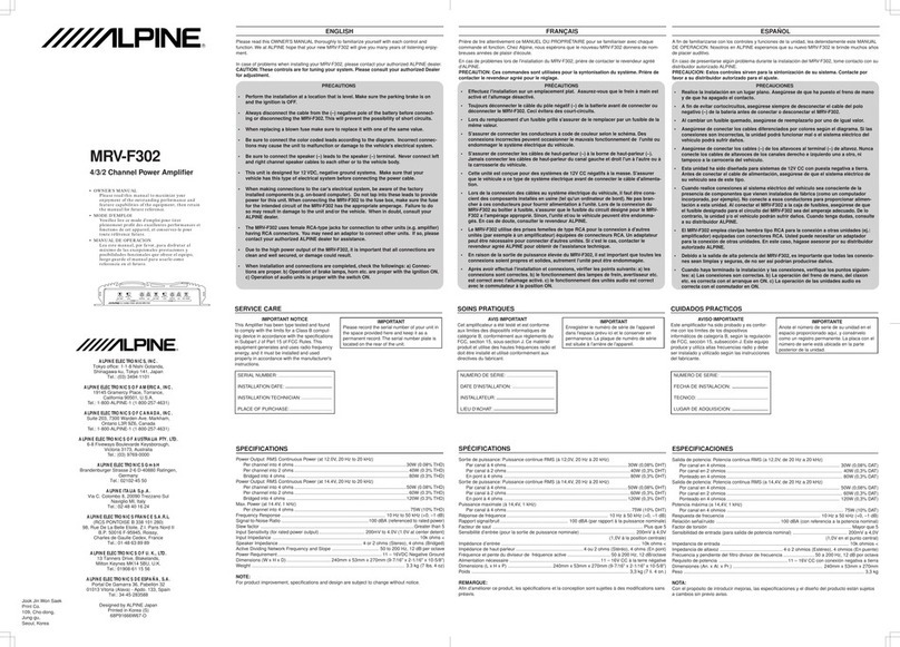 Alpine MRV-F302 User manual