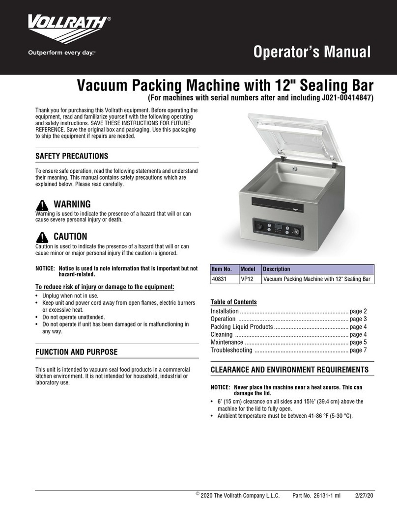 Vollrath VP12 Operator's manual