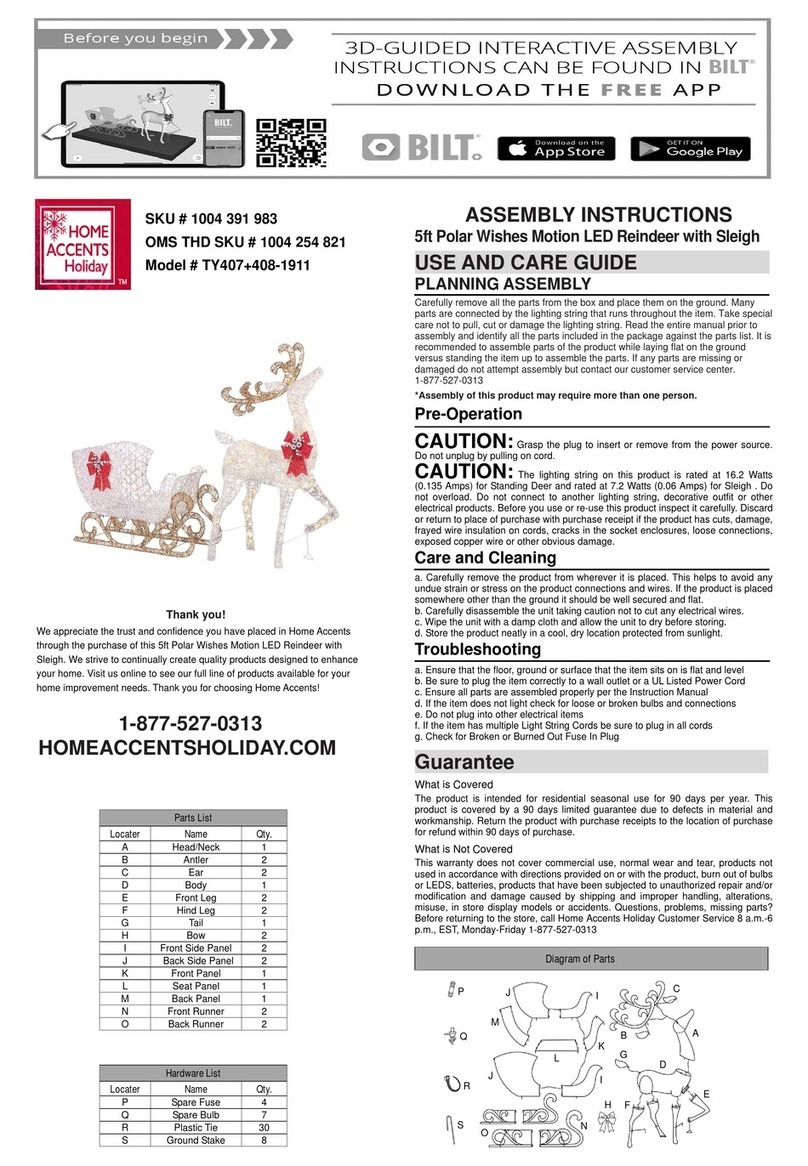 Home Accents Holiday TY407+408-1911 Assembly instructions