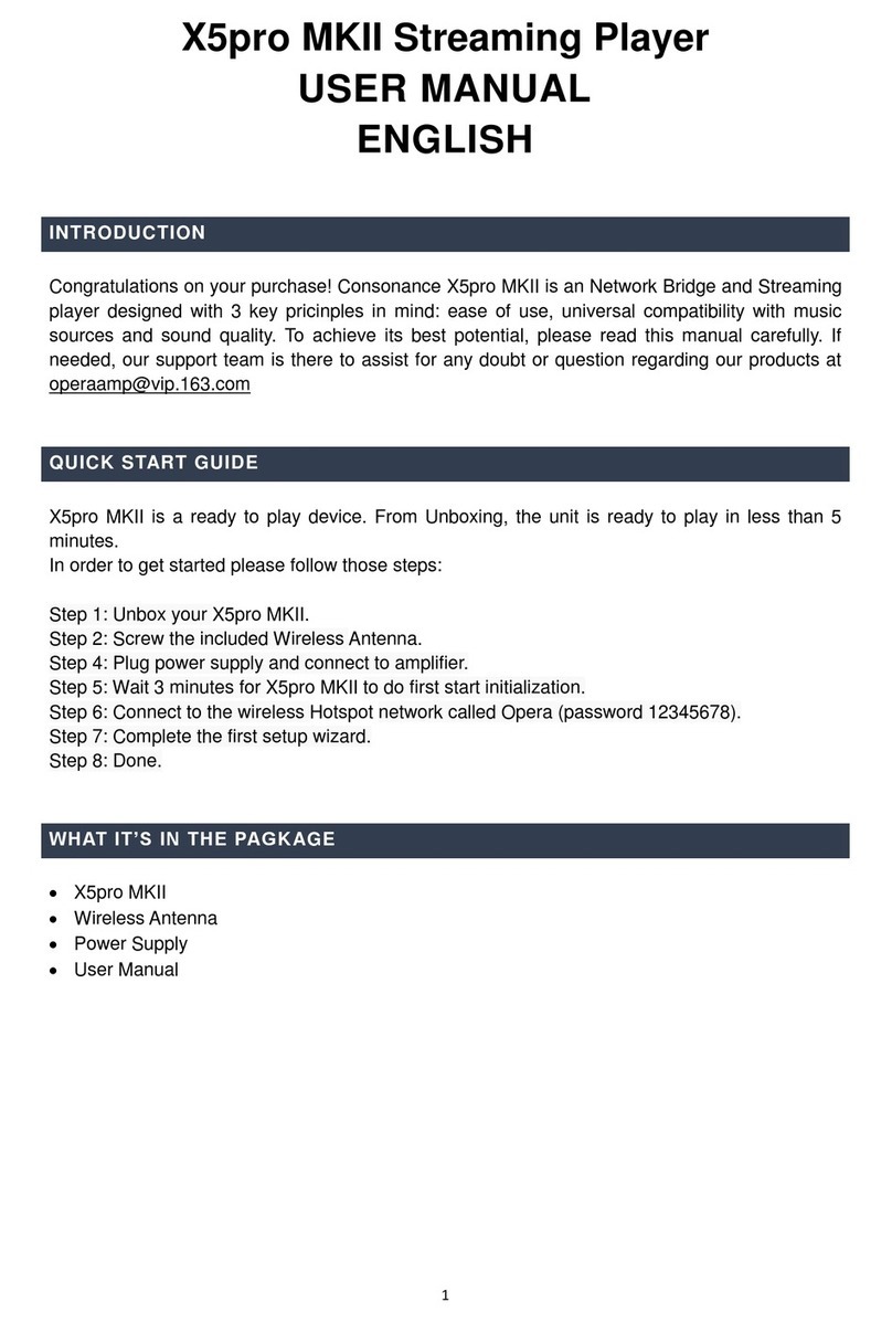 Consonance Opera X5pro MKII user manual