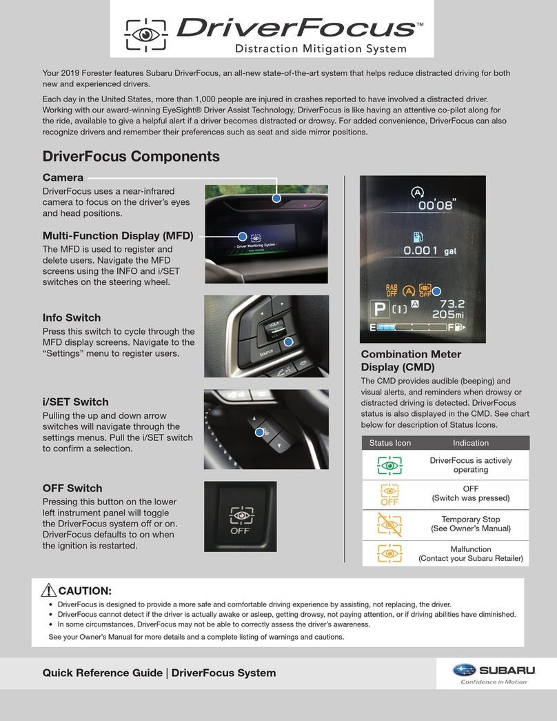 Subaru DriverFocus Quick reference guide