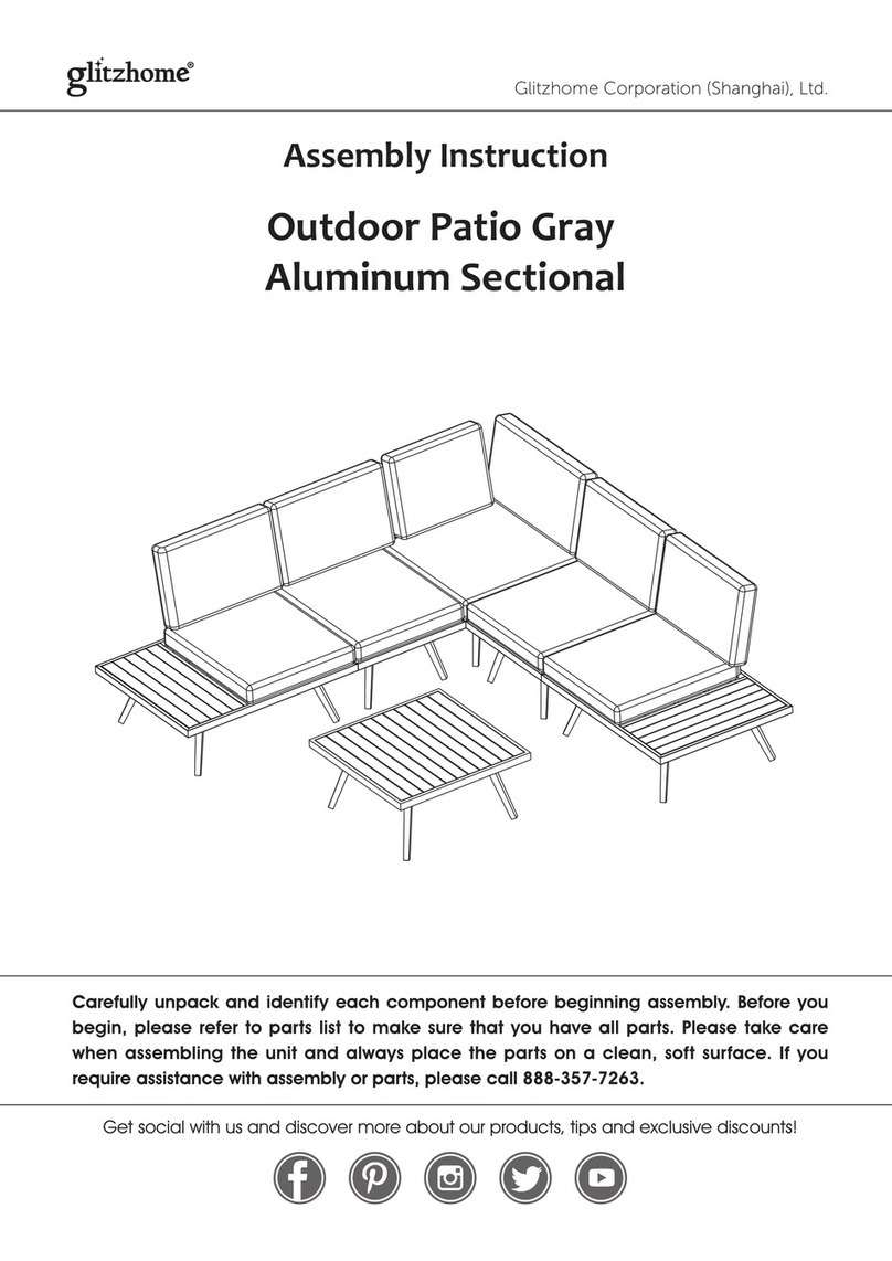 GLITZHOME Patio Gray Aluminum Sectional User manual