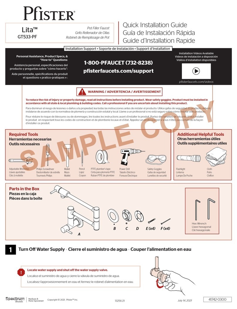 Pfister Lita GT533-PF User manual Pfister Lita GT533-PF User manual