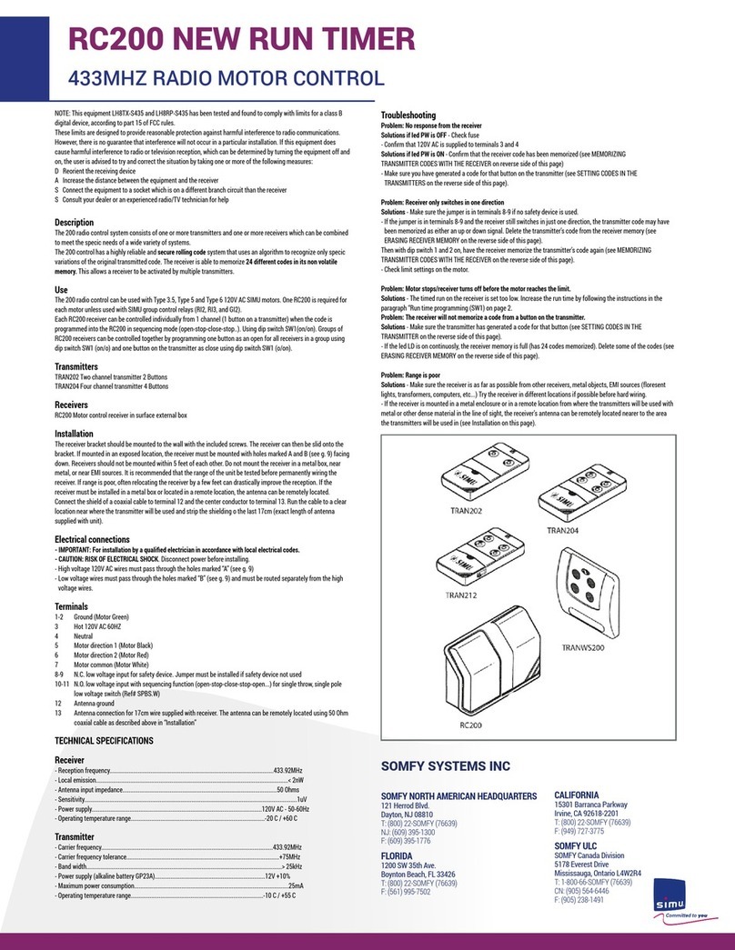 SOMFY RC200 User manual