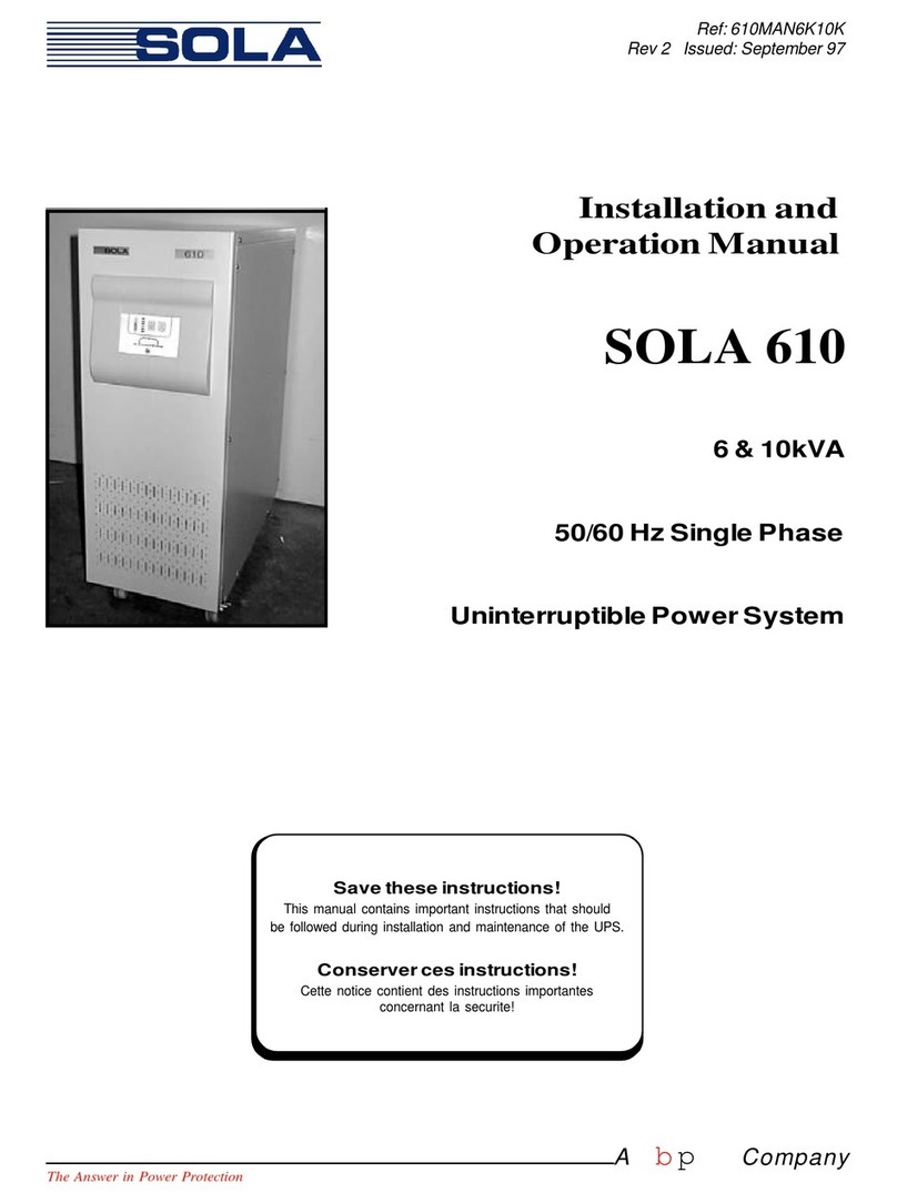 Sola 610 Installation and operation manual
