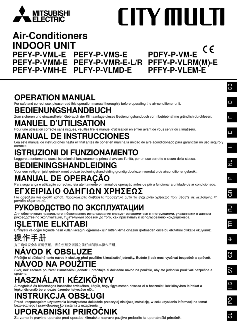 Mitsubishi Electric City Multi PEFY-P-VML-E User manual Mitsubishi Electric City Multi PEFY-P-VML-E User manual