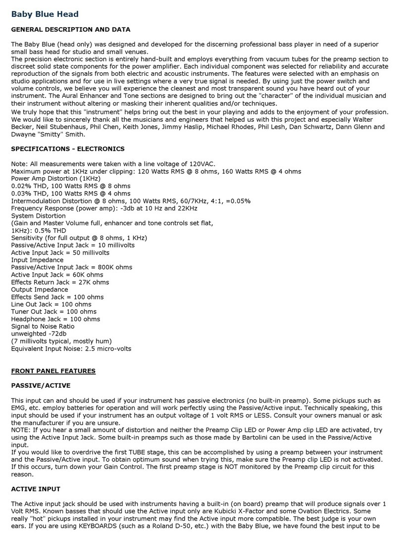 SWR Baby Blue Head User manual SWR Baby Blue Head User manual