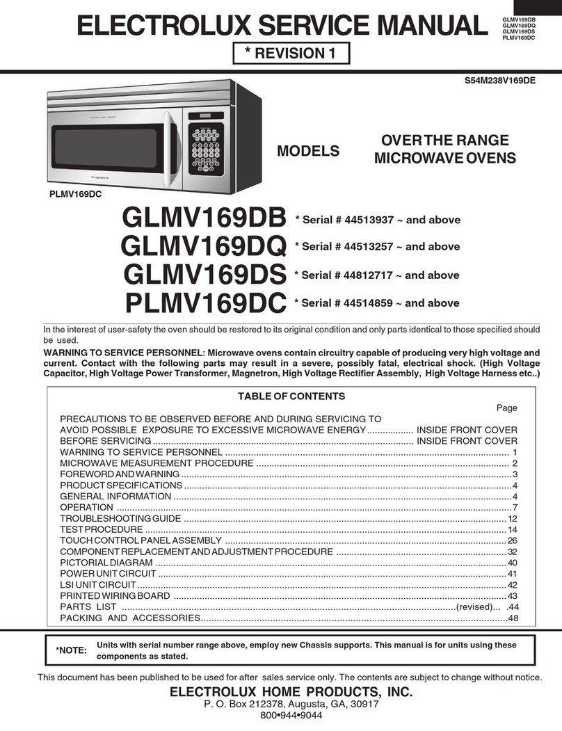 Electrolux GLMV169DB Service manual