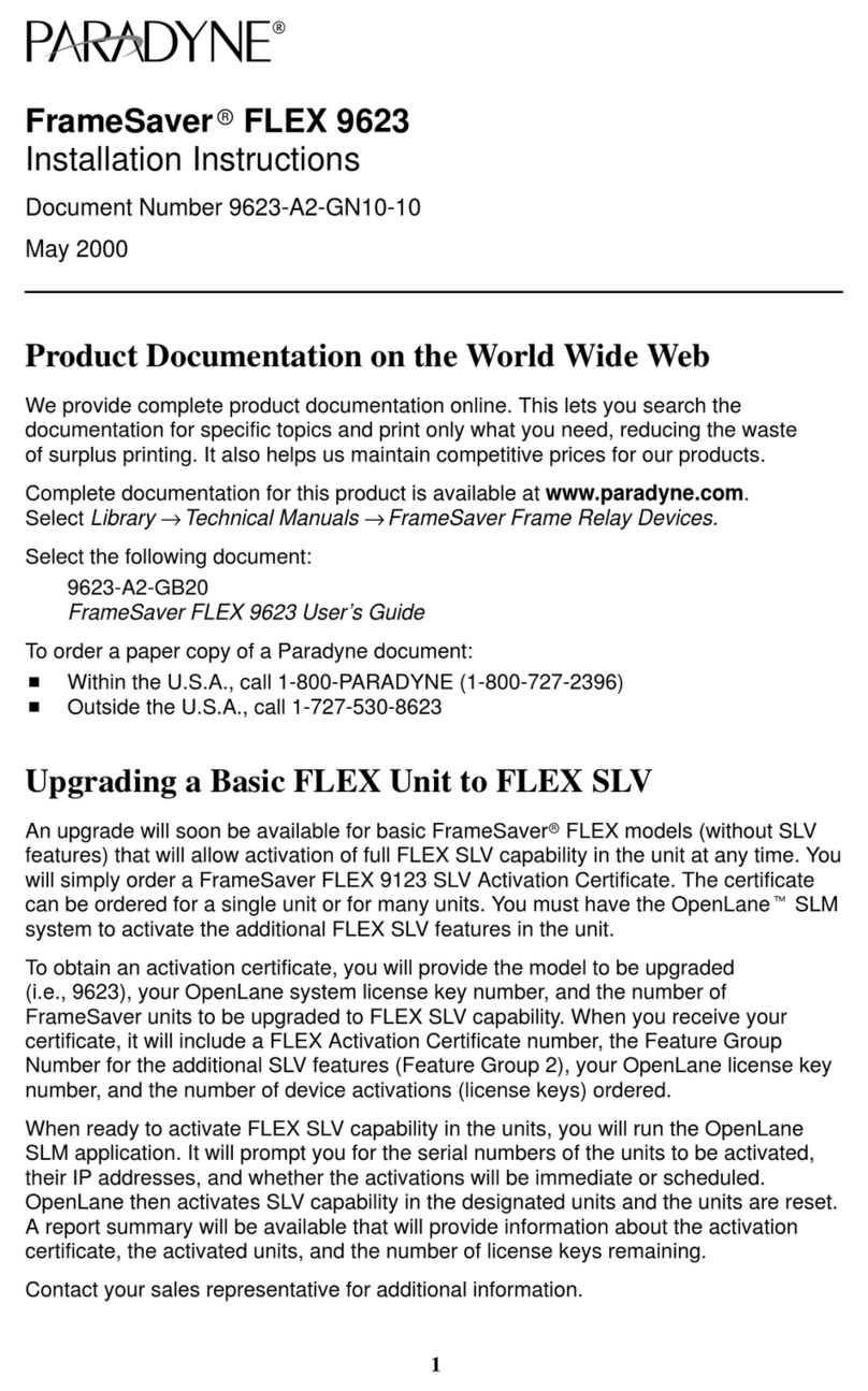 Paradyne FrameSaver FLEX 9623 installation instructions