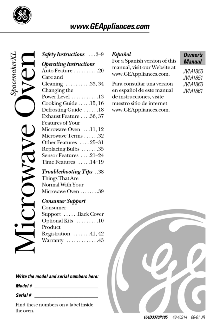 GE Spacemaker XL JVM1850 User manual