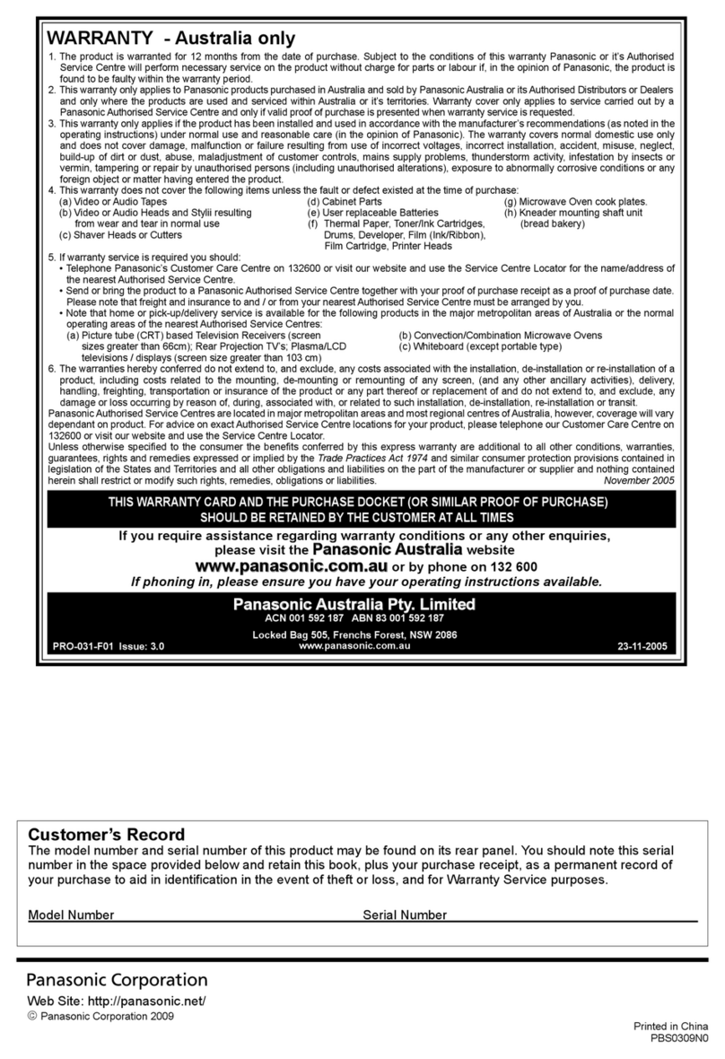 Panasonic TH-P42G10A User manual