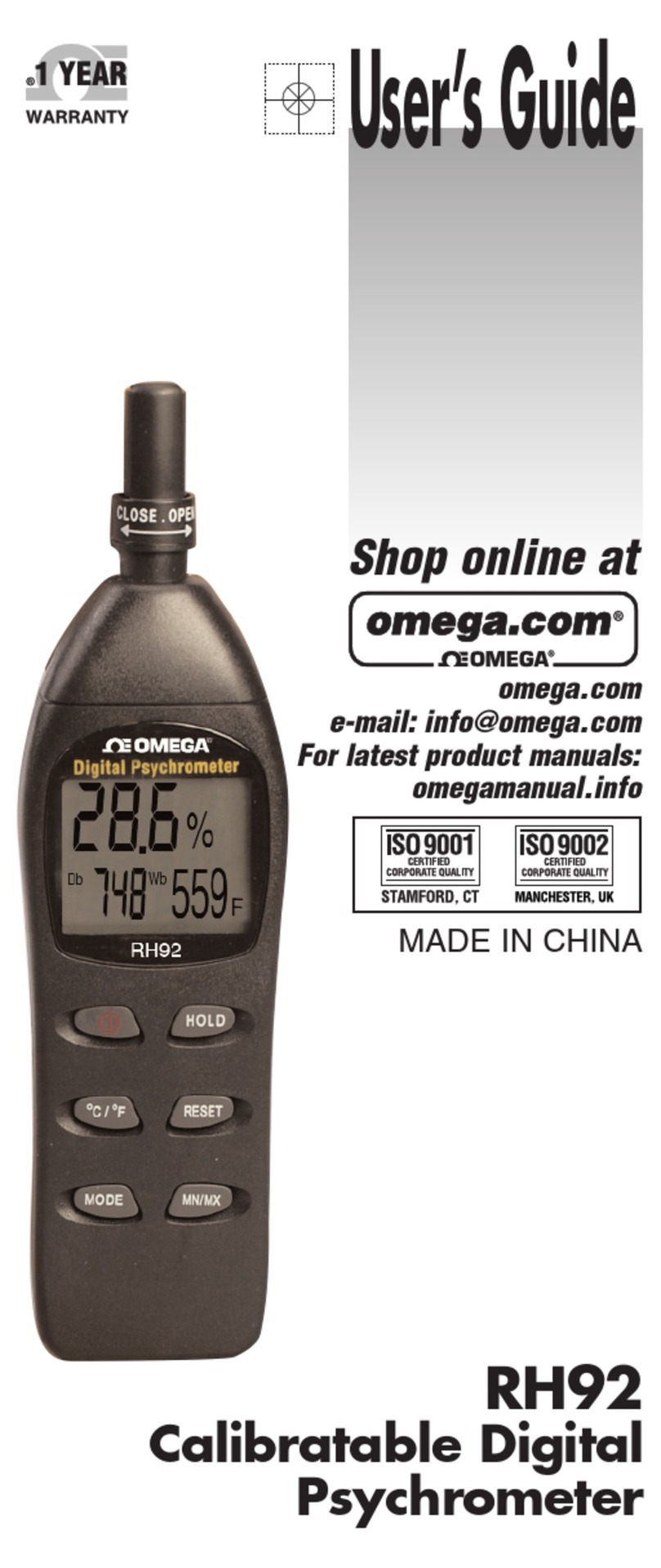 Omega RH92 User manual