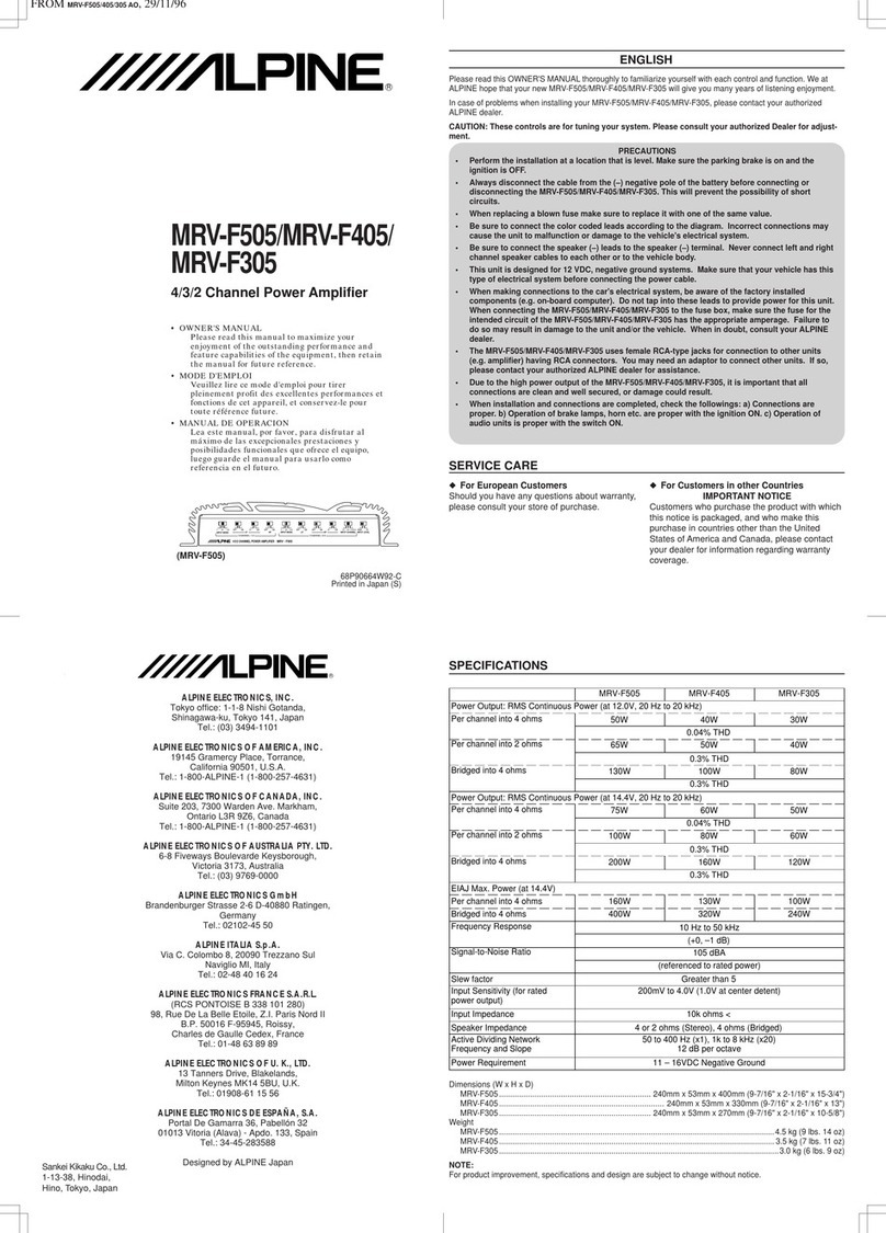 Alpine MRV-F305 owner's manual